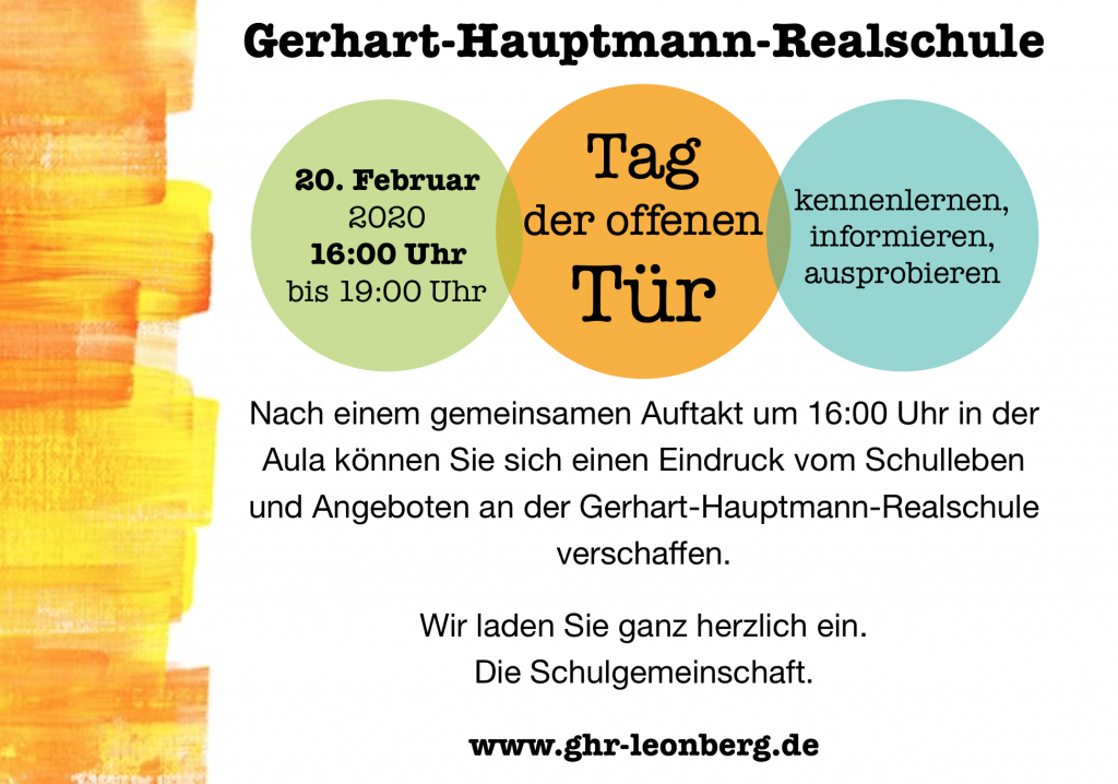 Tag Der Offenen Tür – Gerhart-Hauptmann-Realschule Leonberg